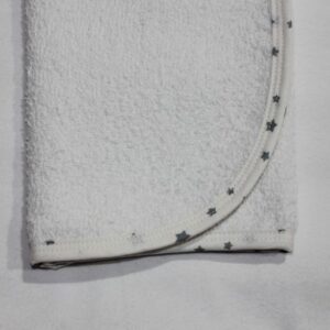 White with Grey Stars Facecloth - Microfiber / Polyester