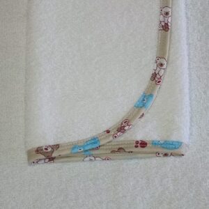 Brown and Turquoise Bears Half Burper – 100% Cotton Towelling